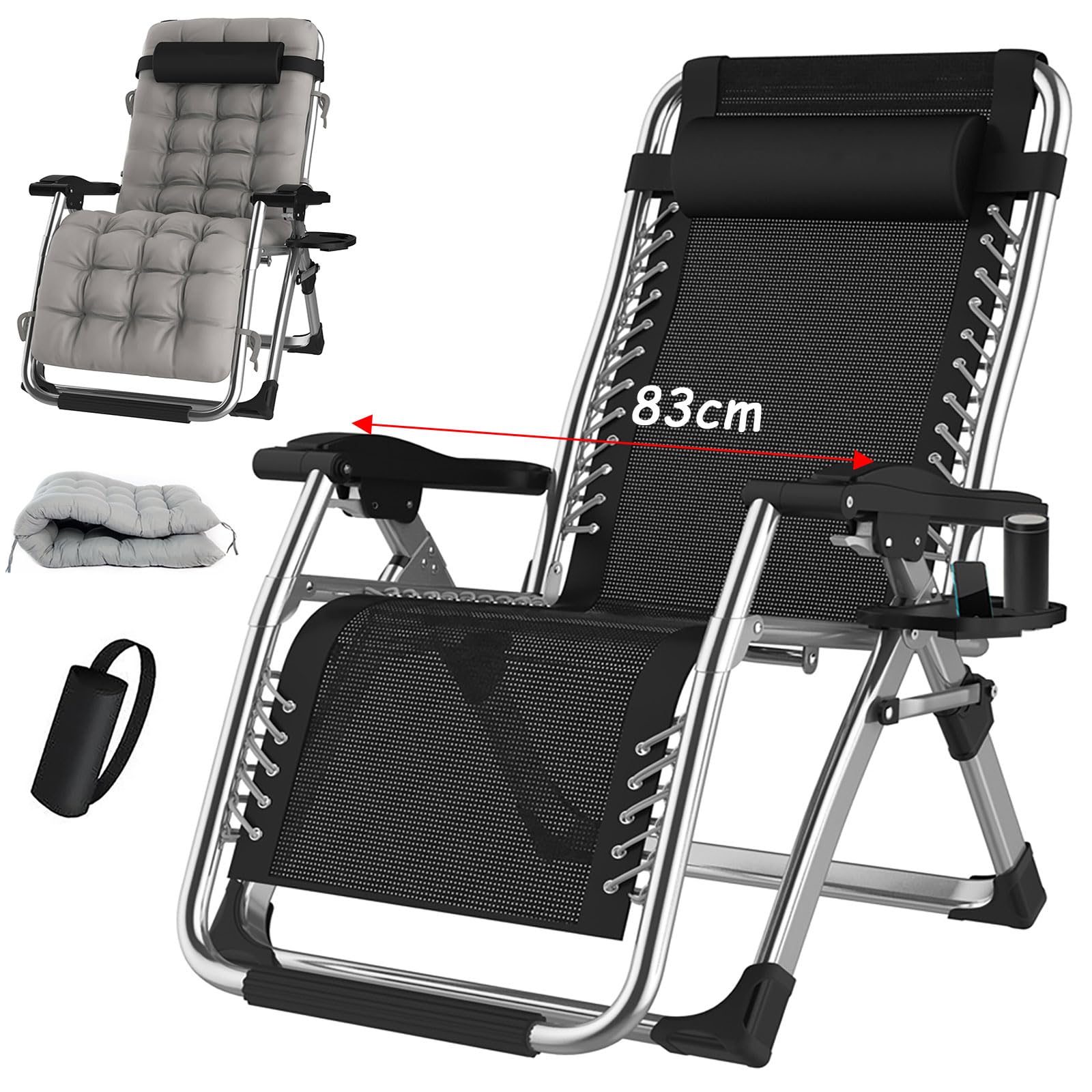 TYGYSDO Sedie A Sdraio Pieghevoli,Sdraio Da Giardino Pieghevole con Imbottita,Poltrona Relax Sdraio Zero Gravity,Sedia Giardino Da Esterno Portata 200 Kg,Sdraio con Poggiapiedi Balcone Reclinabile