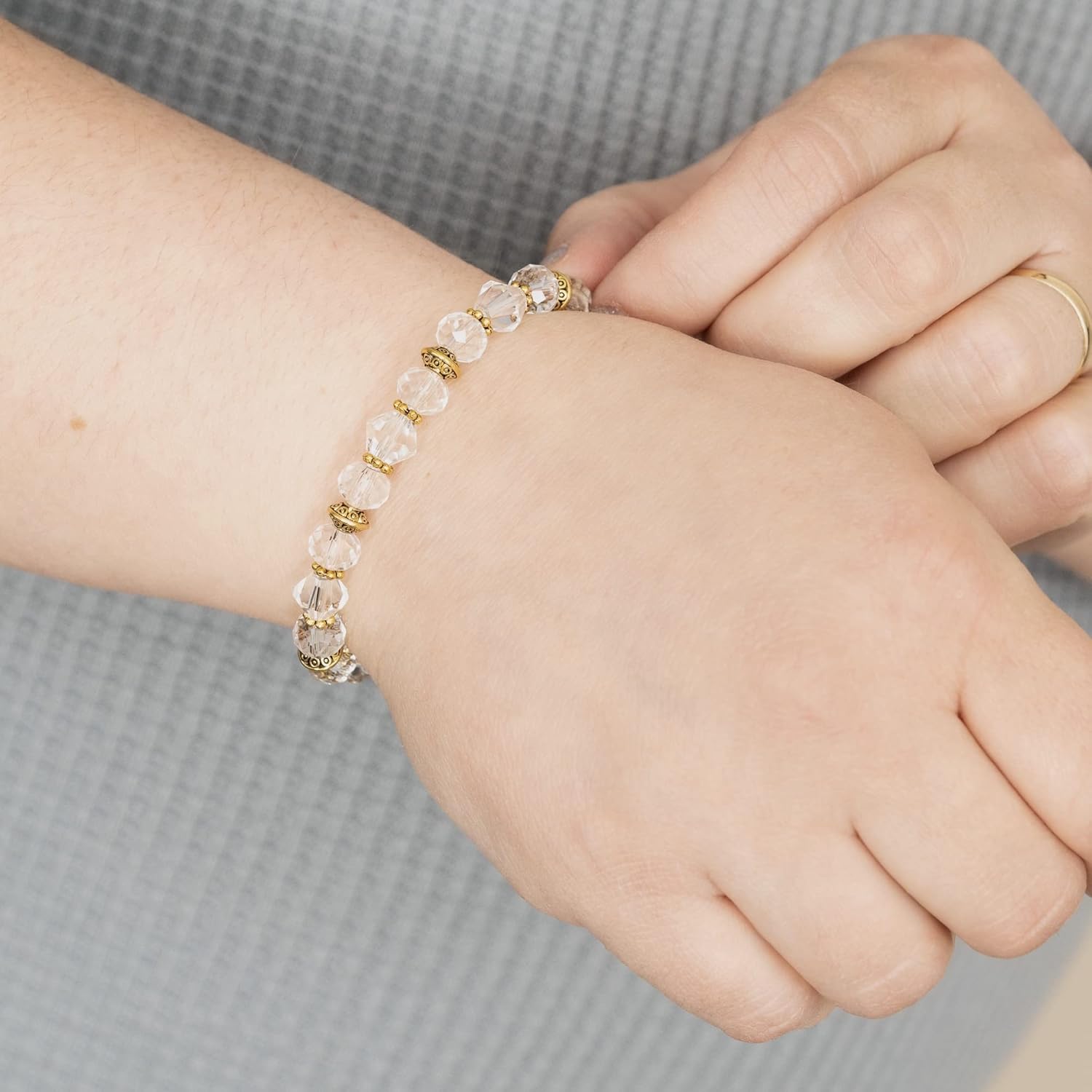 GOLD Tone STRETCH Medical Alert Bracelet, Interchangeable Replacement Medical ID Bracelet, MEDICAL ID TAG NOT INCLUDED, Crystal Collection