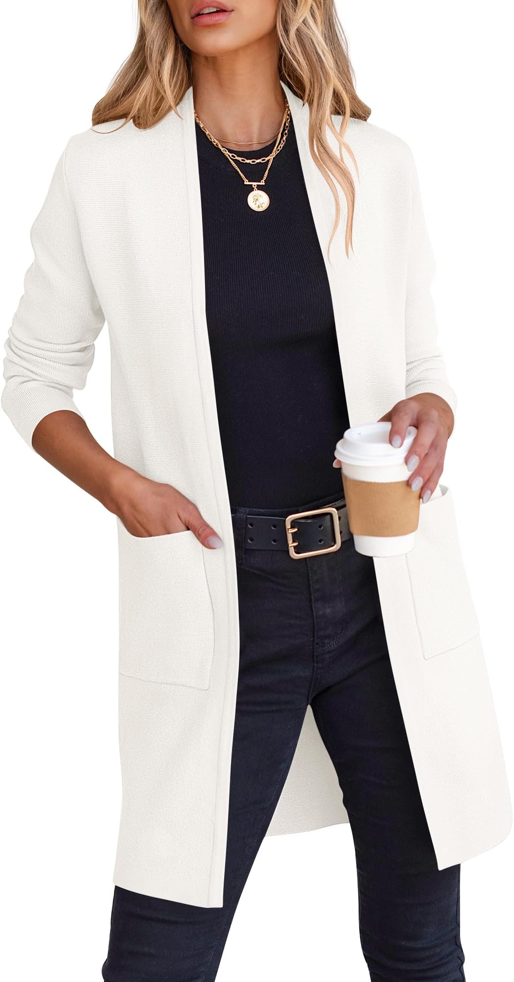 Cardigan Sweater for Women Casual 2026 Fall Fashion Coat Long Sleeve Open Front Knit Coatigan Outwear