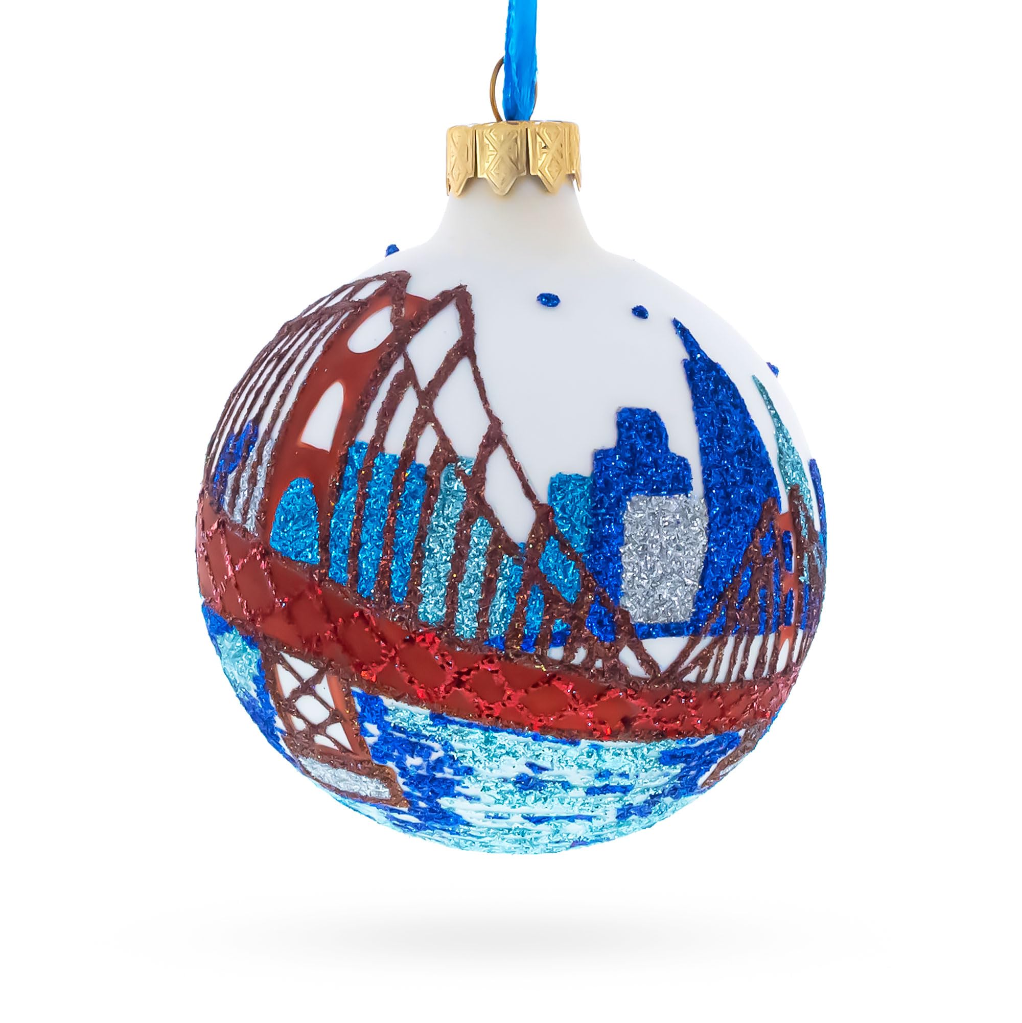 Décoration de Noël San Francisco en verre artisanal, ornement de prestige peint à la main
