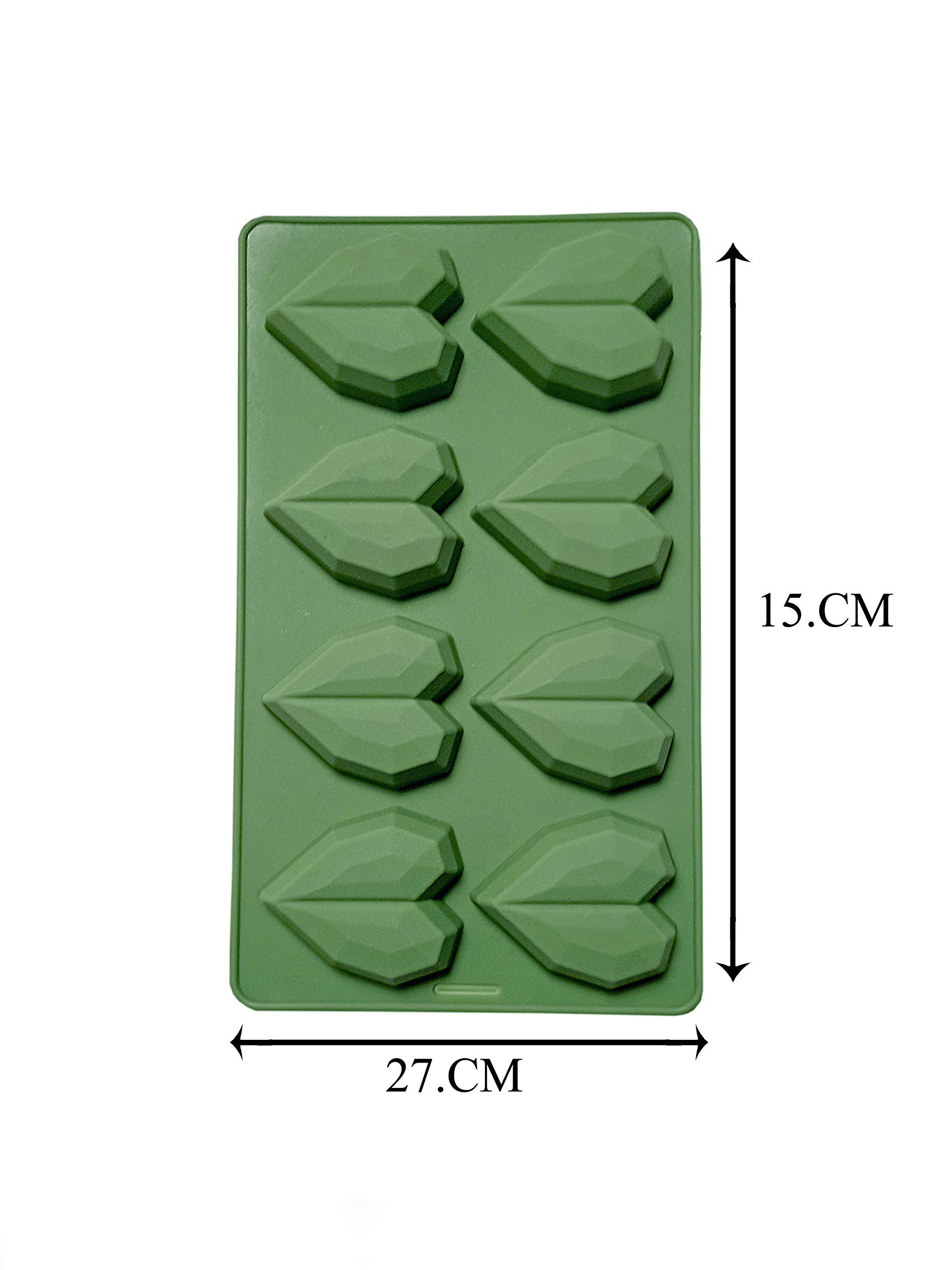 Amos Silicone 8-Cavity Pinata Diamond Heart Shape for Chocolate Cake Soap Ice latice Candle Flexible Silicone Mold/Mould Pack of 1 (Random Color) 1