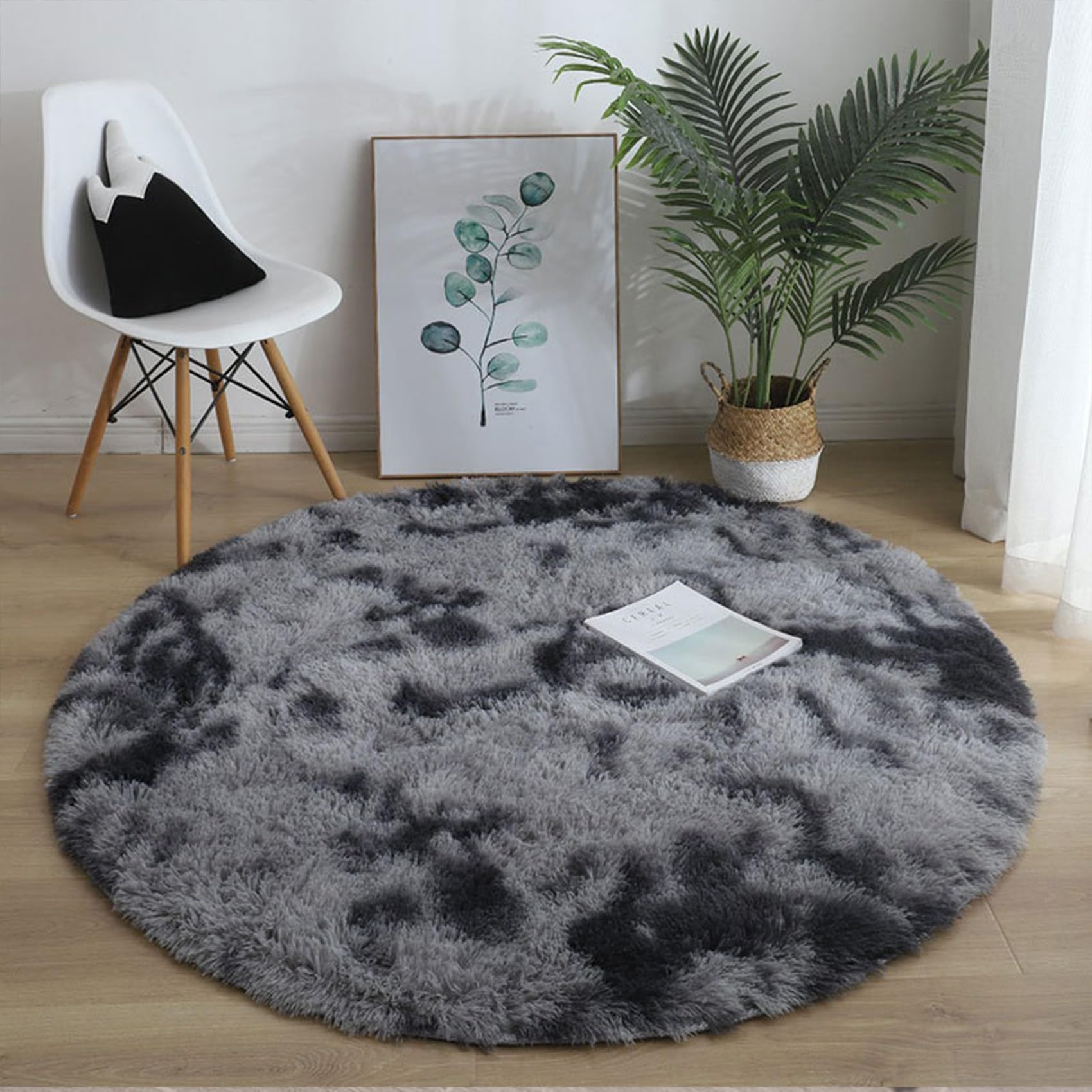Alfombra Cocina Vinilica 300 x 340 cm, Felpa Sedosa La Pelusa Mullida, Suave Al Tacto, Rectangular Varios Tamaños, para Interior, Baño Alfombra Salon Grandes Shaggy, Gris Oscuro