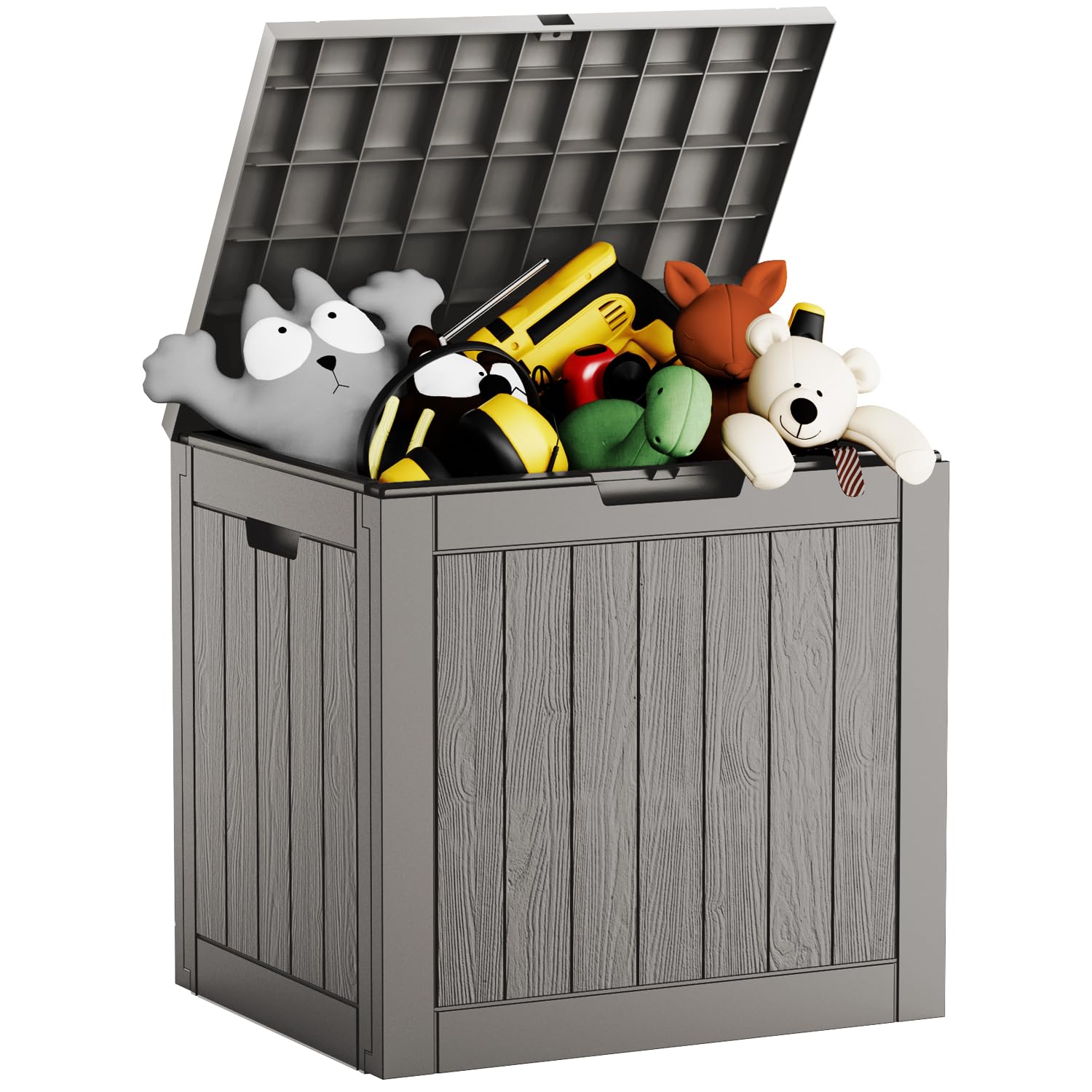 Deck Box, 31 Gallon Resin Indoor and Outdoor Storage Box Waterproof for Patio Furniture Cushions, Pool Supplies, Backyard Toys, Gardening Tools, Weatherproof and UV Resistant (Grey)