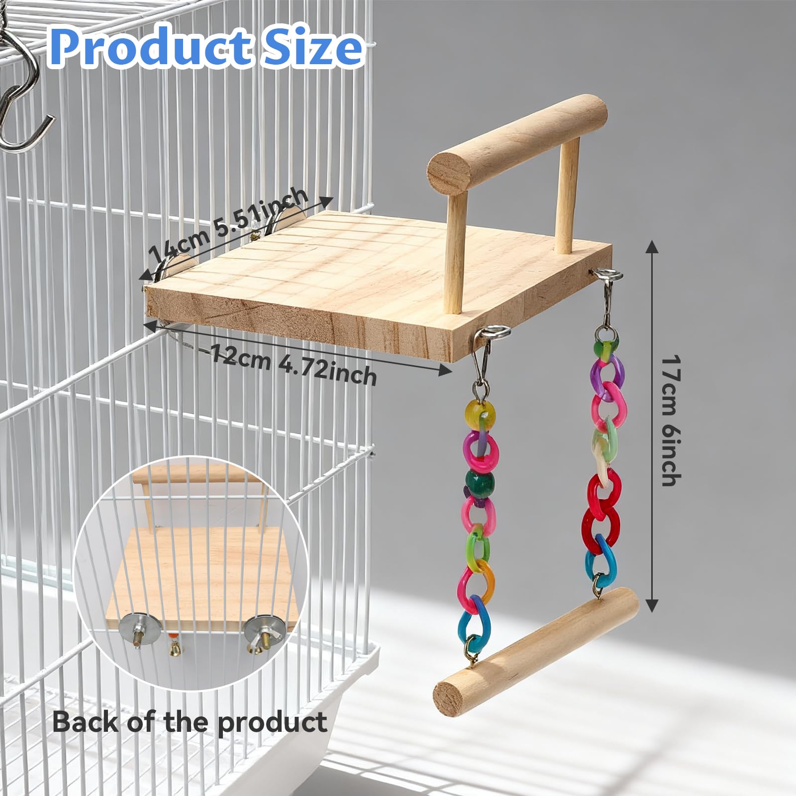 Ouets pour Oiseaux, Perchoirs à Oiseaux en Bois avec Couleur Balançoire, Jouet Perroquet, Jouets à Mâcher en Bois pour Pinsons pour perruches, Calopsittes, Cacatoès