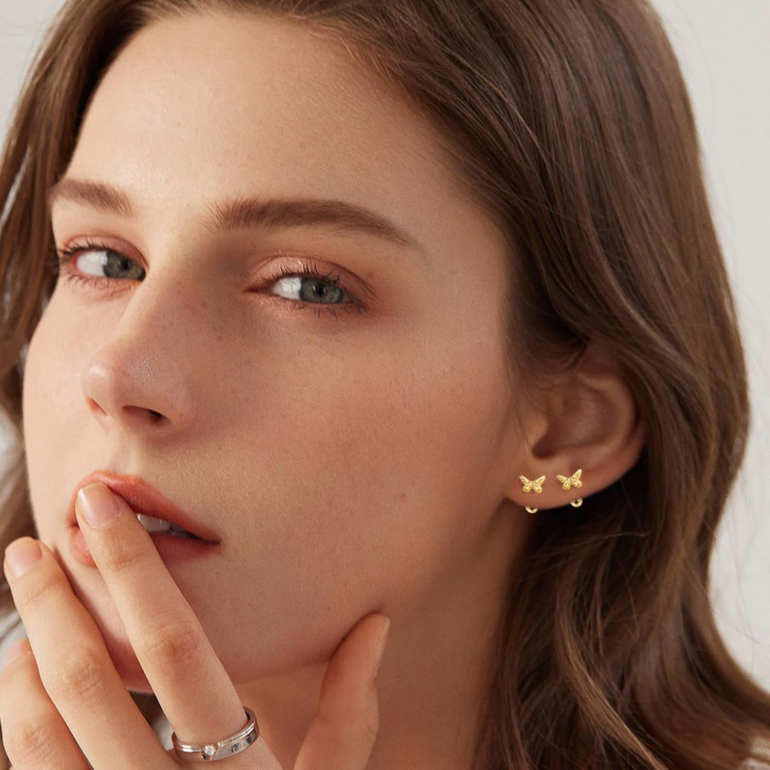 Gold Stud Earrings 925 Sterling Silver 18K Gold Plated Cubic Zirconia Screw Back Cute Hypoallergenic for Women Jewelry Valentine's Day Gift - Image 3