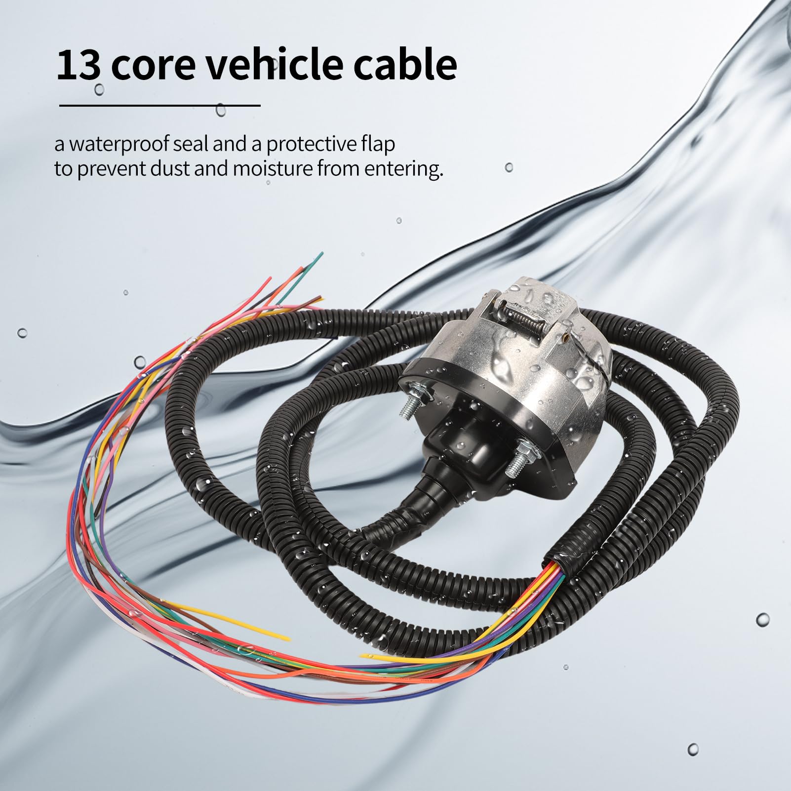 Presa Rimorchio 13 Poli con Cavo Impermeabile da 2 M, Cablaggio Pre-cablato A 13 Fili, Standard ISO 11446, per Rimorchio, Caravan E Veicoli Commerciali