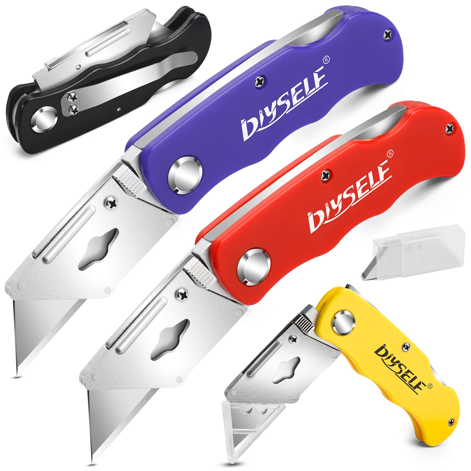 Buy DIYSELF Knife 4 Pack Box Cutters with 10 Blades, Razor Knife with