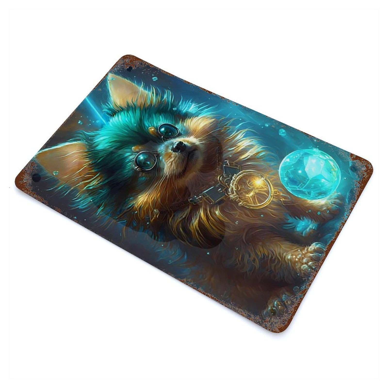Yorkshire Terrier Dog Vintage Metal Tin Sign 11.8"x7.9", Retro Wall Decor for Office, Studio And Wall Decor