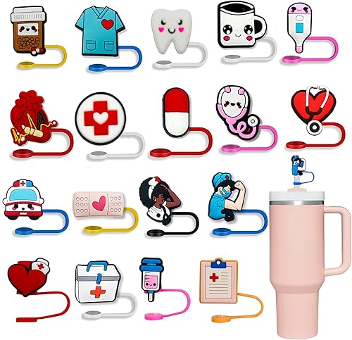 Miniatura 20 de 10 tapas de popote para vaso Stanley Cup de 30 y 40 onzas, de 0.394 in, reutilizables, de silicona, para popote, accesorios para copas Stanley