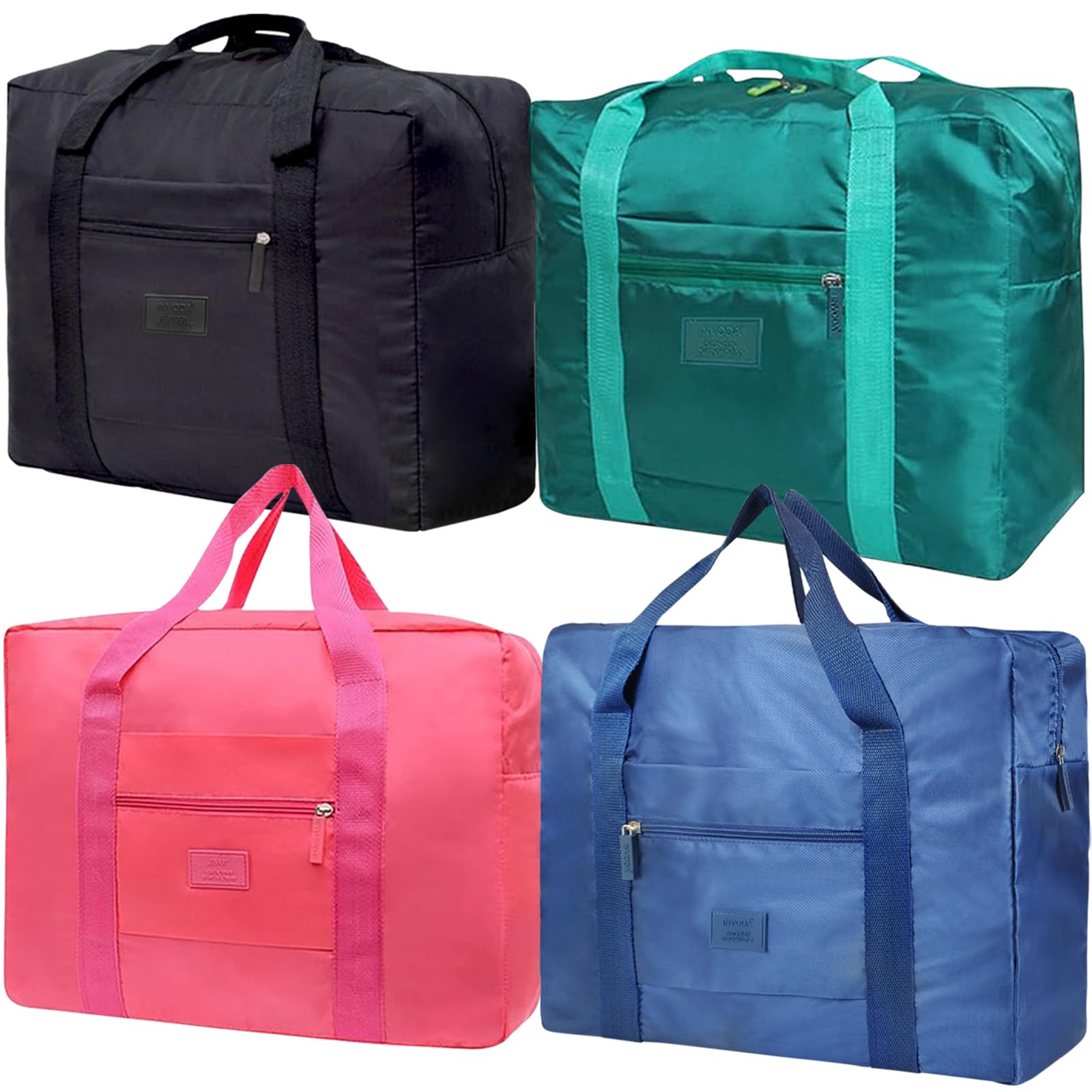 Travel Duffel Bag Lightweight Foldable Travel Bag for Women and Men Waterproof Tote Carry On Luggage Bag Weekender Overnight Bag (Blue+Green+Red+Black