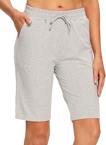 Miniatura 4 de EZRUN - Bermudas para mujer, para entrenar en el gimnasio, pantalones cortos veraniegos de algodón con bolsillos profundos para mujer