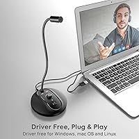 Vista 3 de Micrófono USB para computadora con botón de silencio, condensador Plug & Play, computadora de escritorio, PC, portátil, Mac, micrófono PS4 -360