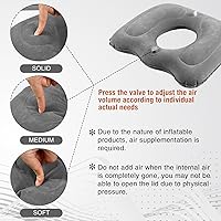 Vista 3 de Leinuosen 1 cojín inflable de asiento de 18.1 x 15.7 x 4.7 pulgadas, almohada de elevación portátil con forma de dona, almohada de hemorroides