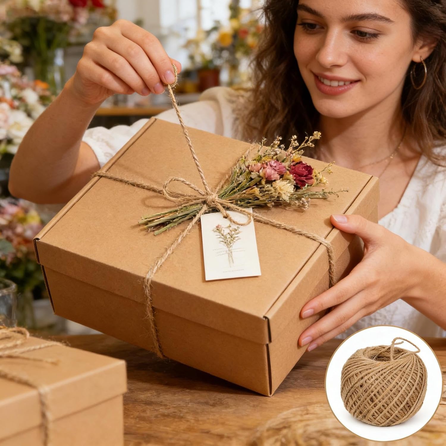 Jute Twine, Easy Application, 1rollProduct Packaging Twine, Crafting Jute Rope, Multipurpose, for DIY Crafters Gardeners Farmers Wrapping Macrame Weaving