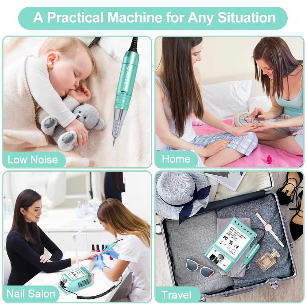Máquina profesional de taladro de uñas Efile de 30000 rpm, kit de lima de uñas eléctrica para uñas de dedos de los pies, uñas de gel acrílico, taladro de manicura y pedicura con 6 brocas y 106 bandas