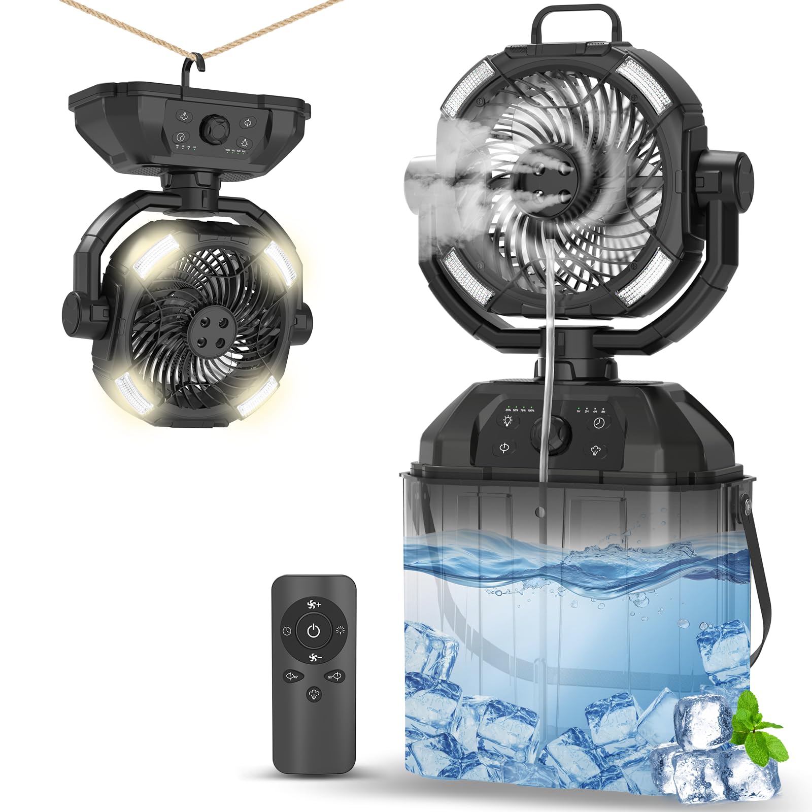 ATOPSUN ミストファン キャンプ 扇風機 アウトドア 充電式 【虫除け対応…