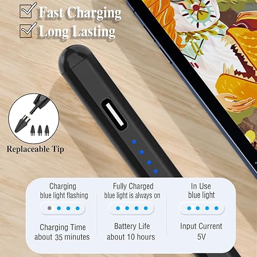 Miniatura 4 de Lápiz óptico activo para pantallas táctiles, bolígrafo recargable para tableta, punta POM, lápiz magnético para iPad, Pro, Air, Mini, iPhone y otros