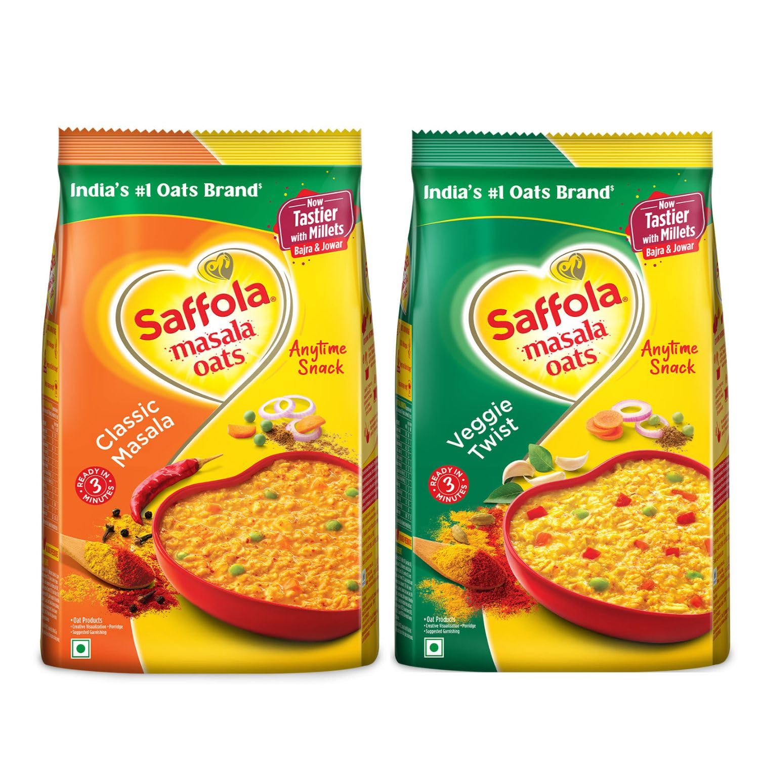 Saffola Masala Oats Classic Masala - 500 gm and Veggie Twist - 500 gm-image-29