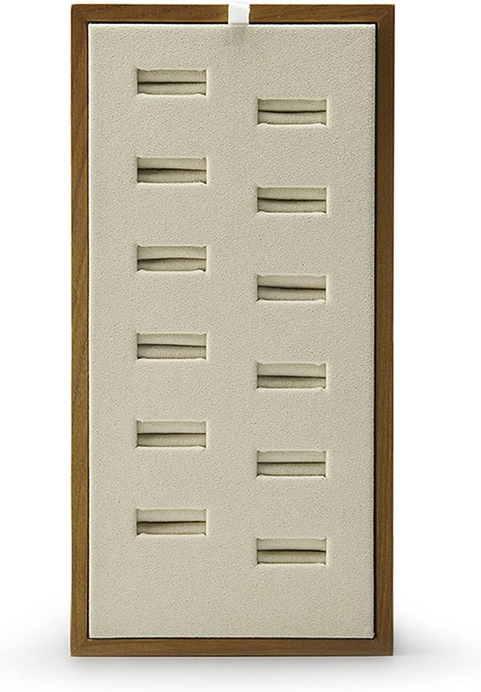 Solid Wood Jewelry Ring Display Tray Showcase 12 Slots Jewelry Ring Organizer Display Tray(Beige)