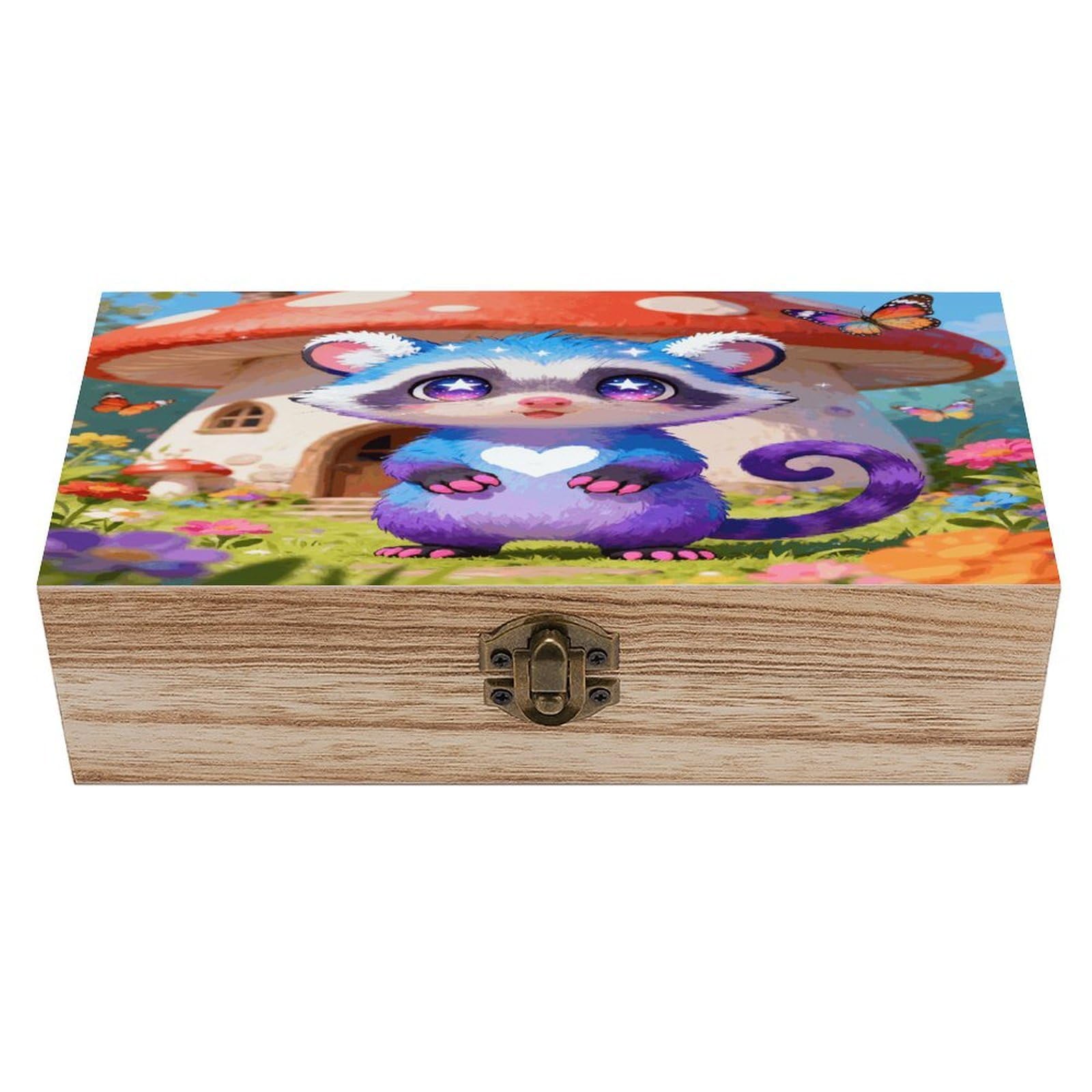 VstaDank Opossums Wooden Storage Box with Hinged Lid Natural Wooden Box Beautifully Keepsake Boxes Vintage Wood Boxes Jewelry Organizer Trinket Storage Chest Unique Gift