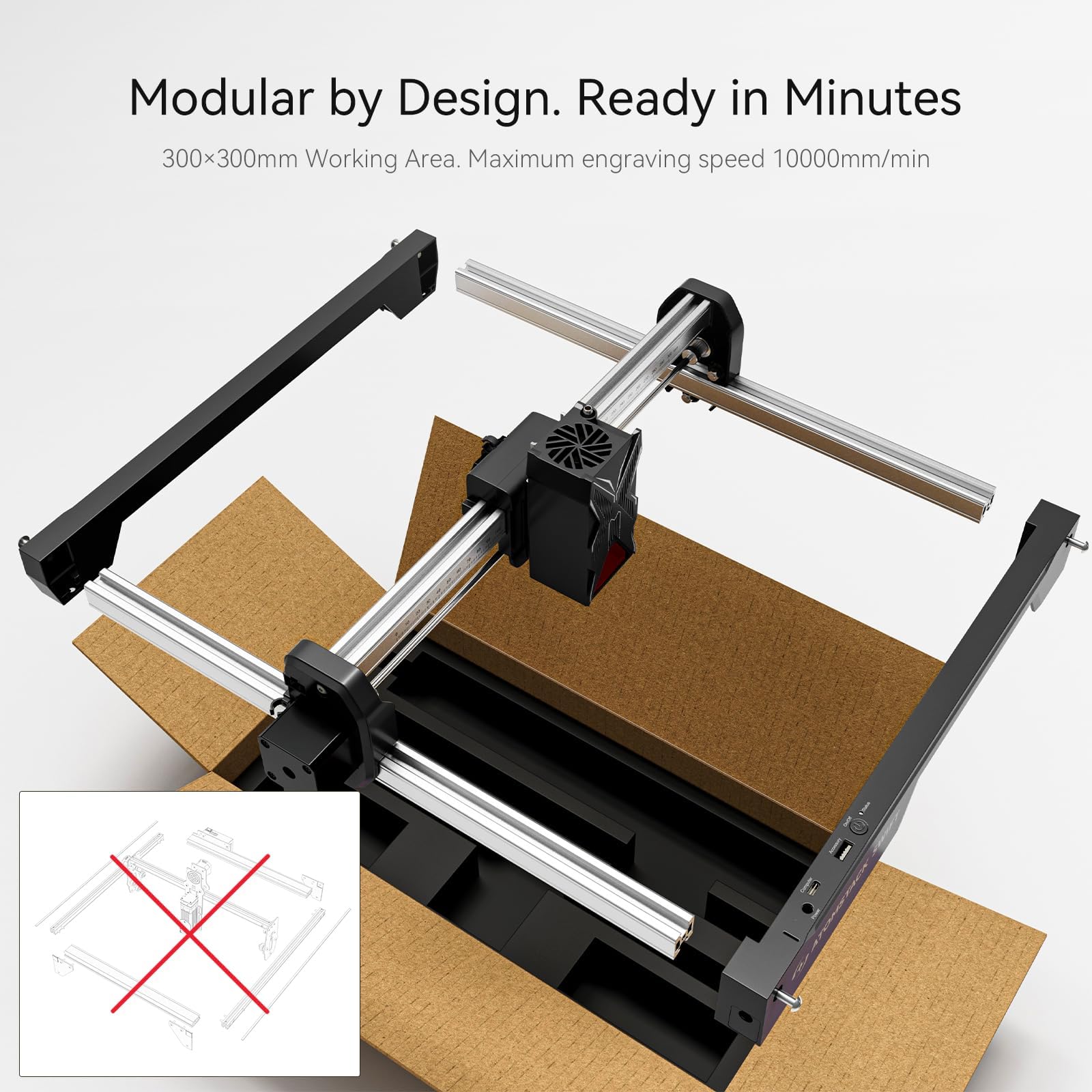 ATOMSTACK Mini machine de gravure laser Swift 7W et cutter, haute précision 0,06 mm, avec rouleau rotatif R8, idéal pour graver du bois, du métal, de l'acrylique foncé, du verre, du cuir, des