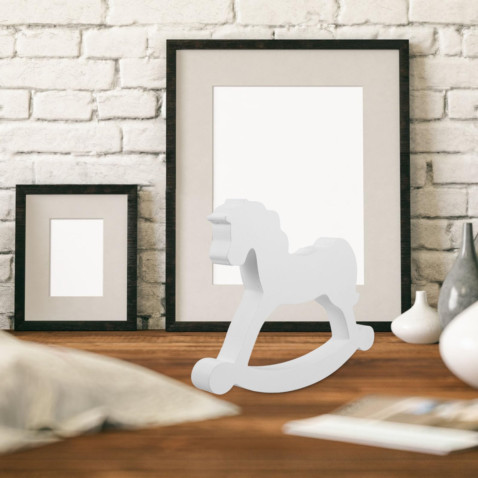 TOYANDONA 3 Piezas Caballo Mecedor Decorativo de Madera Blanco, Figura