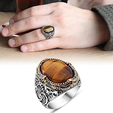 Amazon Co Jp 指輪 925スターリングシルバーリング男性タイガーアイストーンジュエリーファッションビンテージギフトonyx Aqeeqメンズリング リング ジュエリー アクセサリー安いリング ジュエリー アクセサリーリング Ring Size 10 ファッション