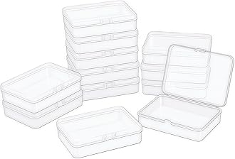 LJY 12 Pieces Rectangular Empty Mini Clear Plastic Organizer Storage Box Containers with Hinged Lids (4.5 x 3.3 x 1.1 inch, Transparent)