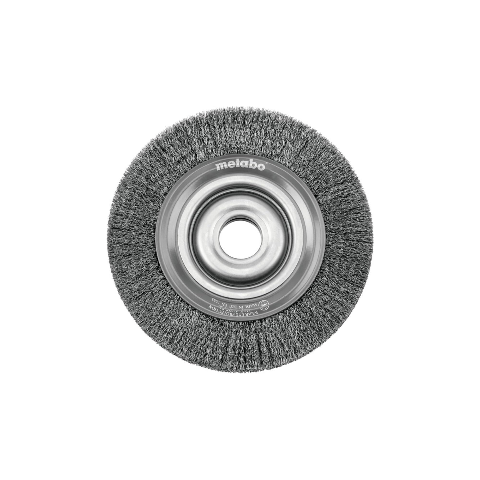 Metabo Spazzola rotonda in filo di acciaio, 150 x 28 x 1/2", 0,3 mm, per smerigliatrice doppia, variante USA