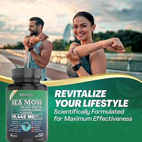Miniatura 5 de Paquete de 2 unidades de bienestar definitivo aumenta la energía, la inmunidad y la función cerebral con 7000 mg de musgo marino, 4000 mg de aceite