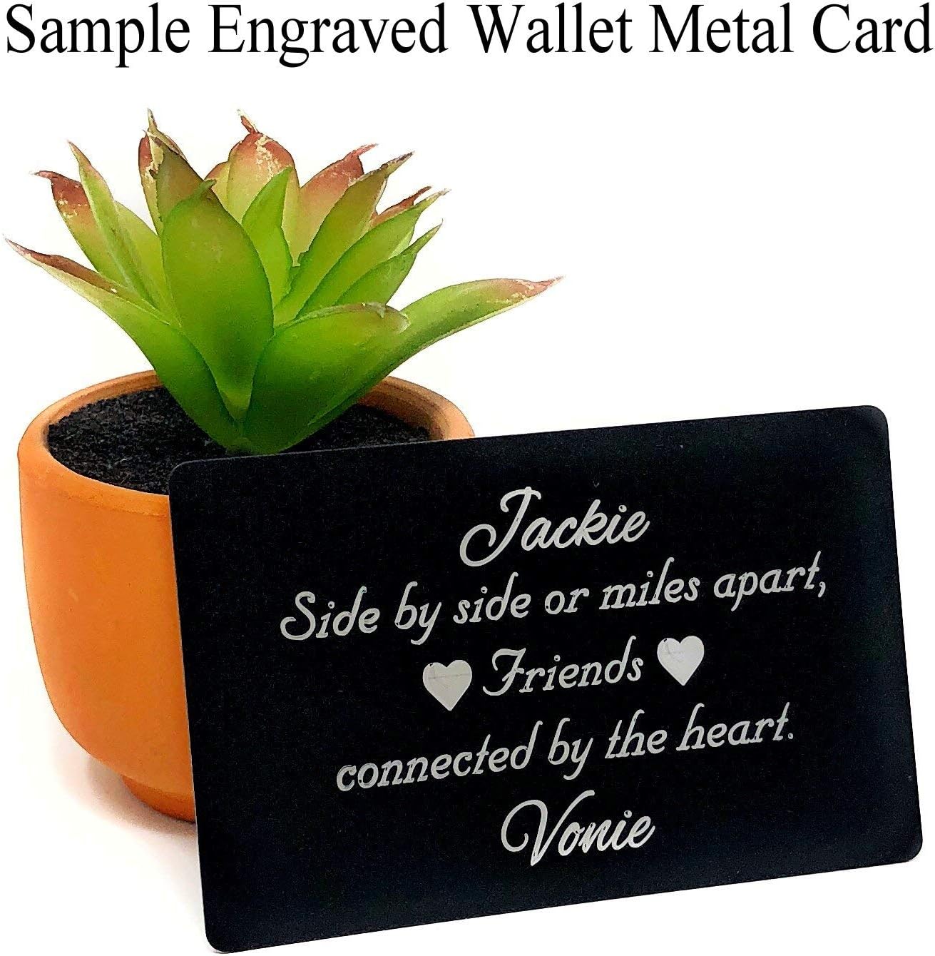 Personalized Message Engraved on Both Sides Metal Wallet Card - Anniversary for Men and Woman, Engraved Wallet Inserts, Love Note, Deployment, Boyfriend, Husband Wife (Black)