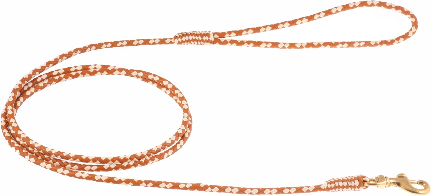 Alvalley Braided Leather Dog Leashes with Snap Clip - Pet Leads for Dogs - Soft Hand-Crafted Leather Leash - Sizes for Small, Medium, & Large Dogs (Black - Tan, 123cm or 4ft - Thin)