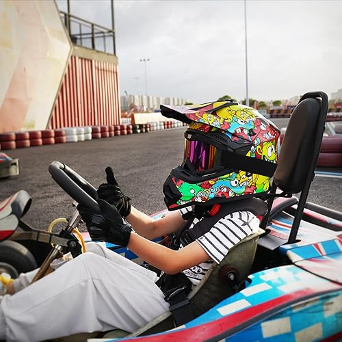 Miniatura 3 de VCOROS - Casco para niños y jóvenes, bicicleta de tierra, motocross, calle, todoterreno, BMX, MX, cuatrimoto, bicicleta de tierra, motocicleta,