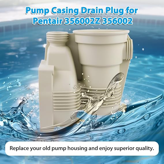 356002Z Pump Housing Compatible with pentair Pinnacle High Flow Pool & Spa Ingress Pumps and PFII-P1-1-1/2 Water Pumps, Pump Body Casing for Inground Pool, Replaces #356002, with Drain Plug, Almond