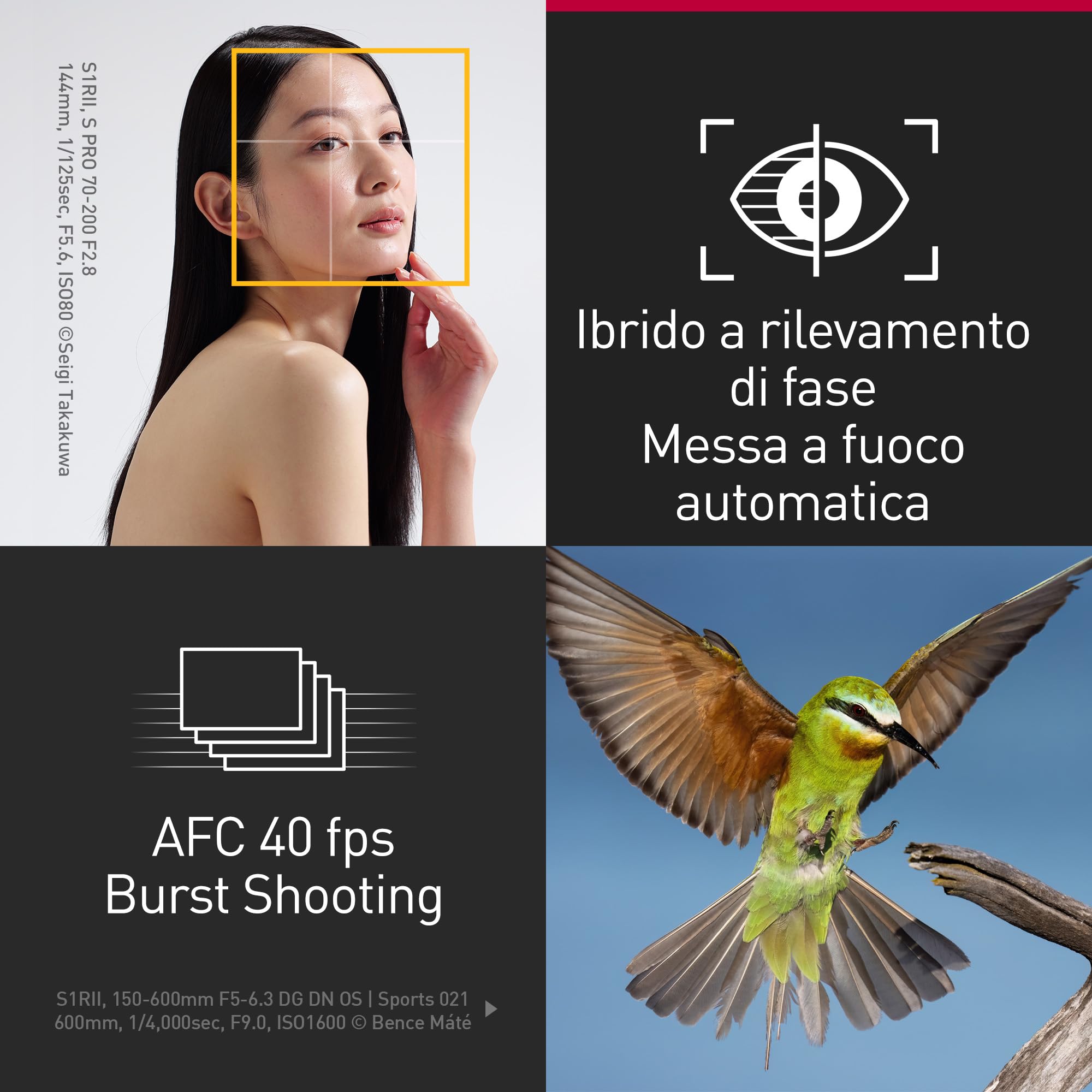 Panasonic LUMIX S1RII, Fotocamera Mirrorless Full Frame, Solo Corpo, 44MP, Video 8K, IS Attivo, 4:2:2 10-bit, 4K 120p, 60p e 6K 30p Open Gate, L-Mount, Nero