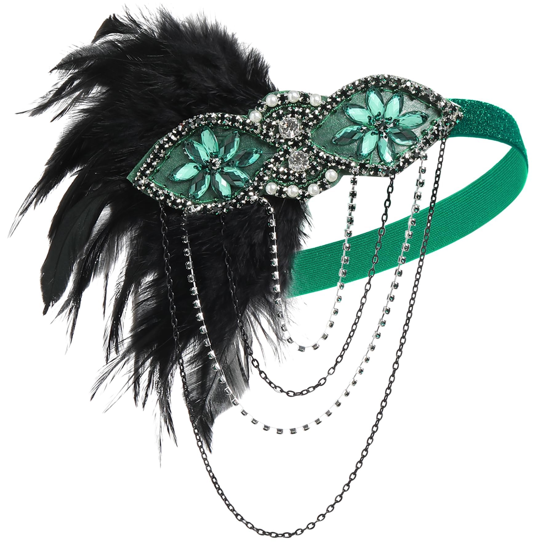 BABEYOND 1920s Robe Femme Flapper Robe Soirée Longue Robe Paillette Longue Robe Perlée Gatsby Robe Élégante Vintage 1920s Party Fête Bal Soirée(Noir