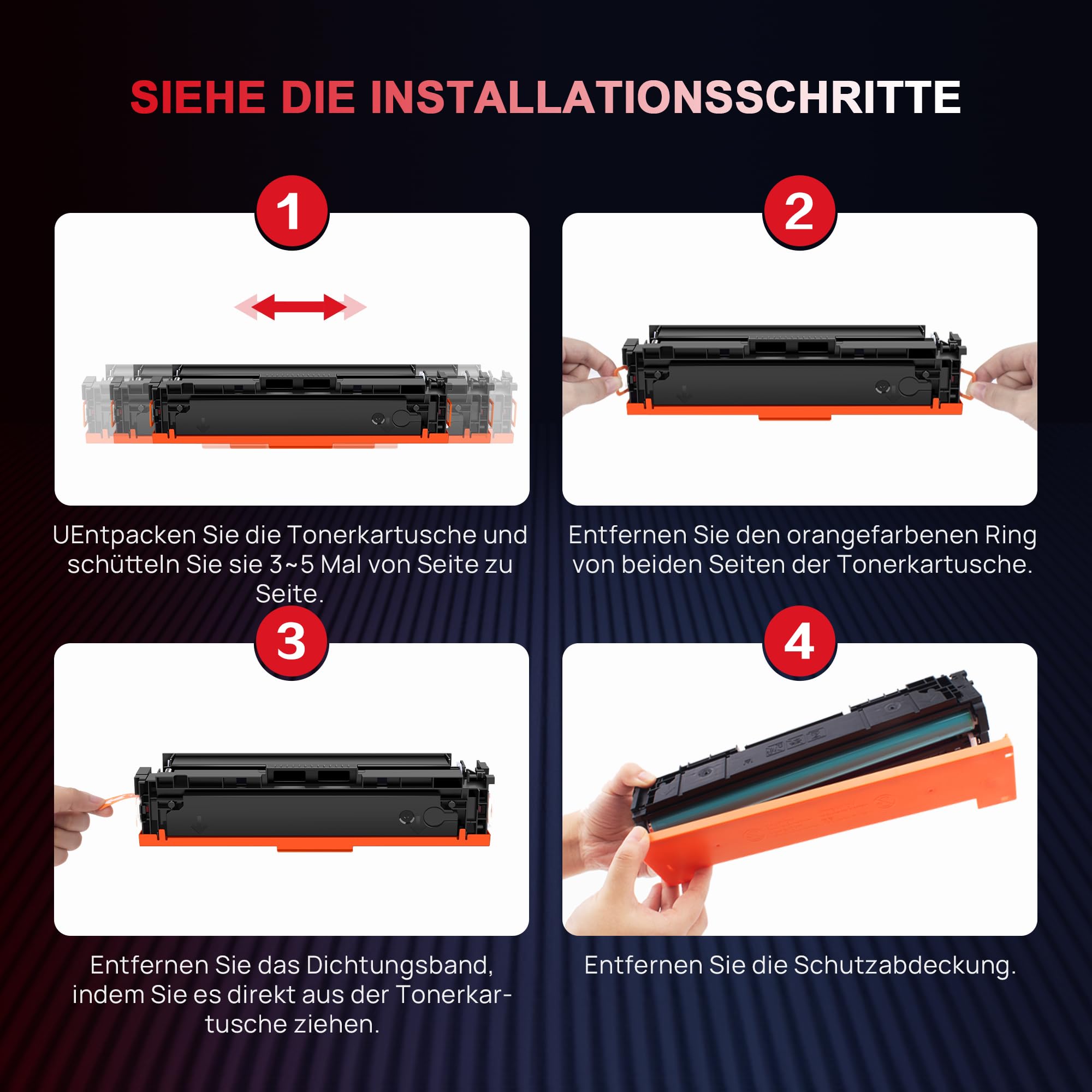 201 X 201A CF400X Toner con chip, compatibile con HP 201X 201A Toner per HP M277dw Color Laserjet MFP M277dw M252dw M252n M274n M277c6 (nero, ciano, giallo, magenta, confezione da 4)