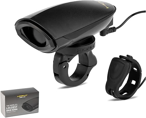 Hornit Bocina de bicicleta dB140, modelo V3 mejorado, bocina de bicicleta más fuerte del mundo para mayor seguridad del ciclista, gatillo remoto y