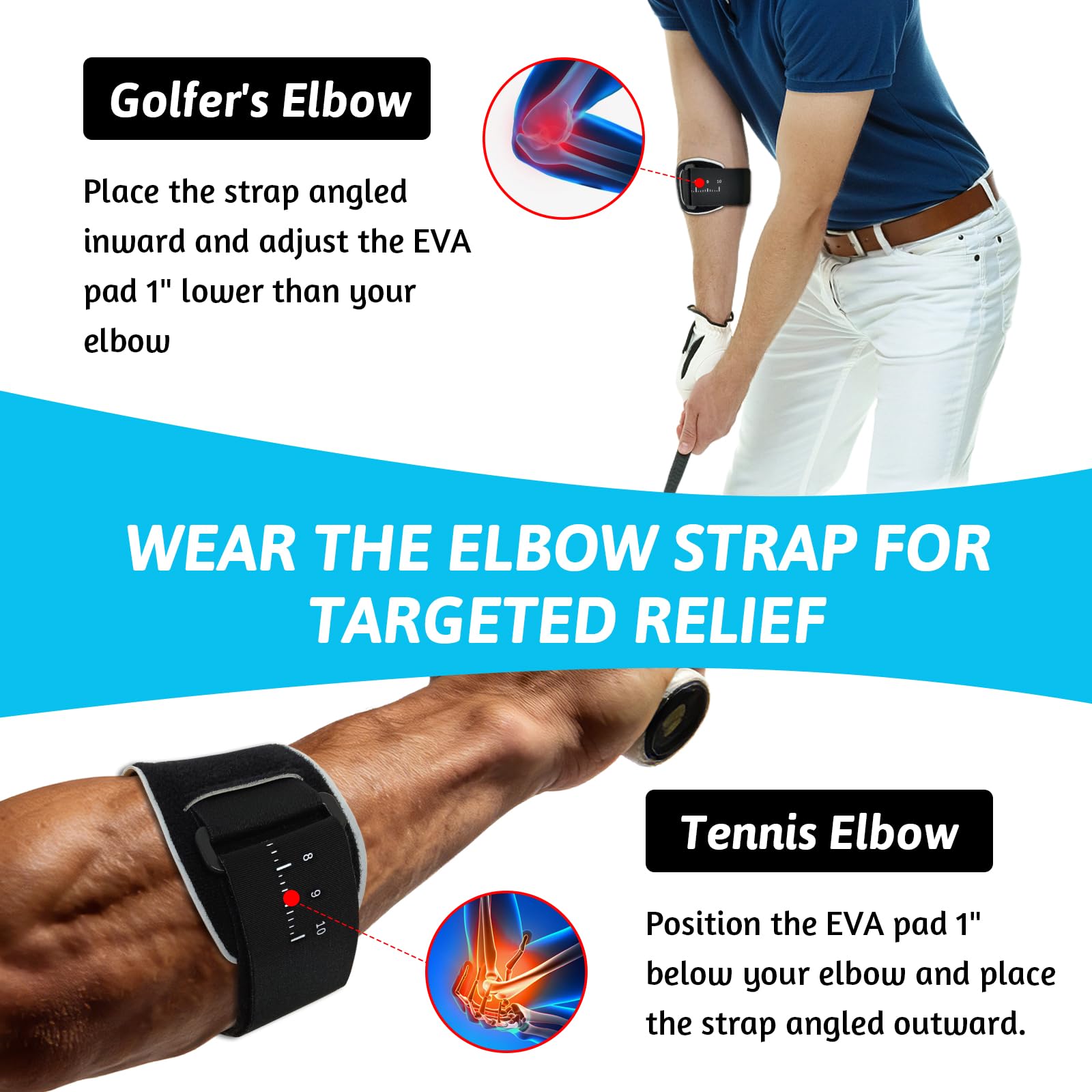 TOGETDREAM Coude Tendinite, Réglables Coudières Épicondylite avec Coussin de Compression Coudières Réglables et Antidérapantes pour Joueurs de Tennis Golfeur Gym Femme Homme