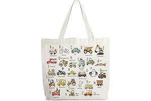 Construction Alphabet Canvas Tote Bag for Kids - Learning Tote