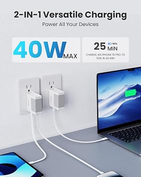 Gitryin 1 Lightning, 3 Type-C Retractable Wall Chargers with 1 USB A Port and 1 Power Strip, 12-in-1 Modular Charging Station
