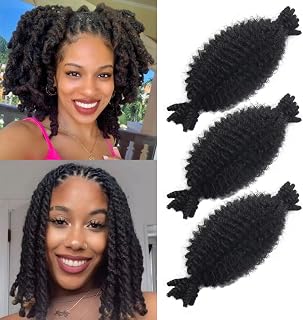 3 Packs Marley Twist Braiding Hair 8 inch Pre Separated Springy Afro Twist Hair for soft Faux Locs Wrapping hair for Black Women Short Natural Black Crochet Braiding Hair(8inch, 1b-3)