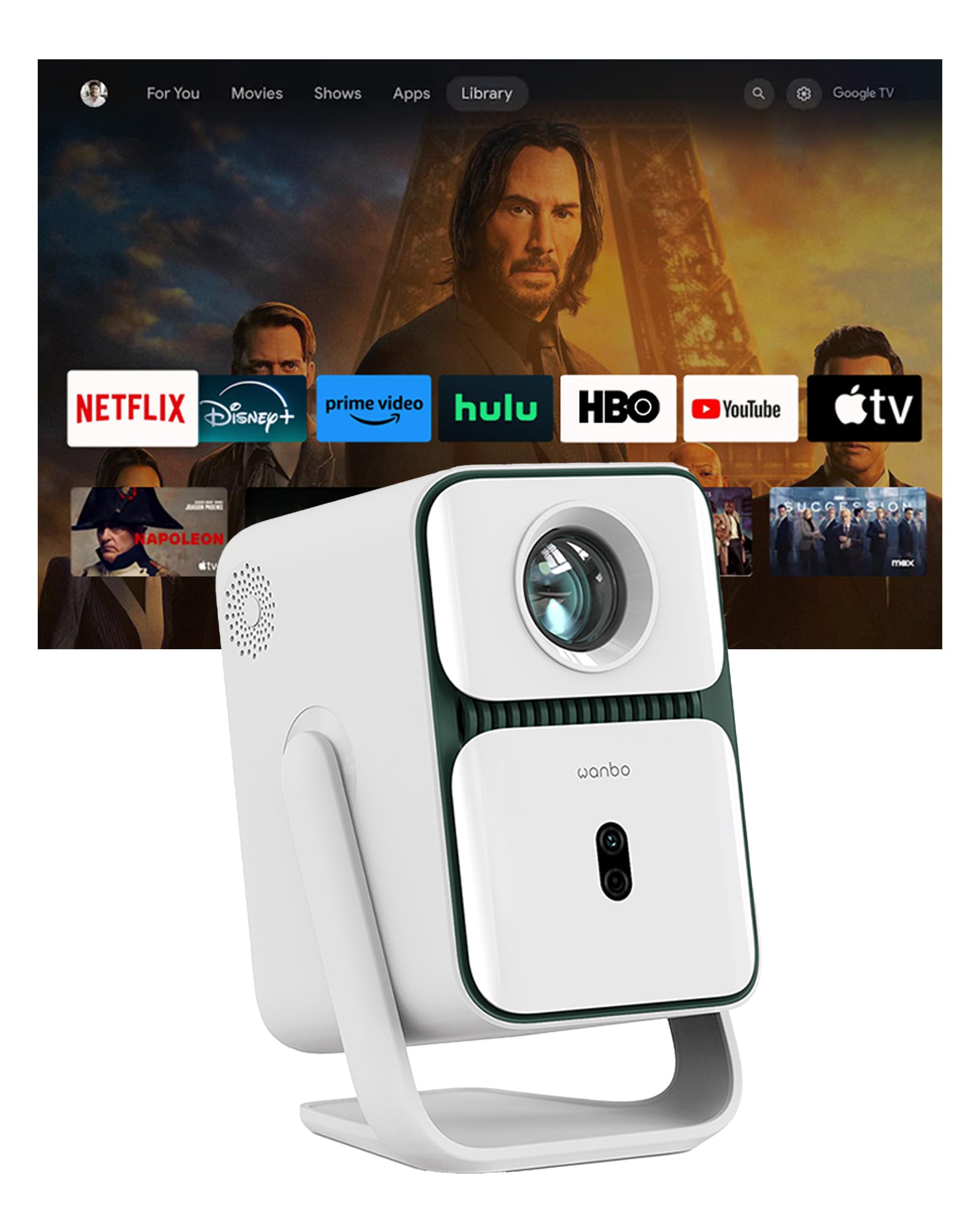 【美品】Wanbo T2 Ultra プロジェクター Android TV Wanbo T2 Ultra プロジェクター Android TV 11.0搭載 1080P フルHD