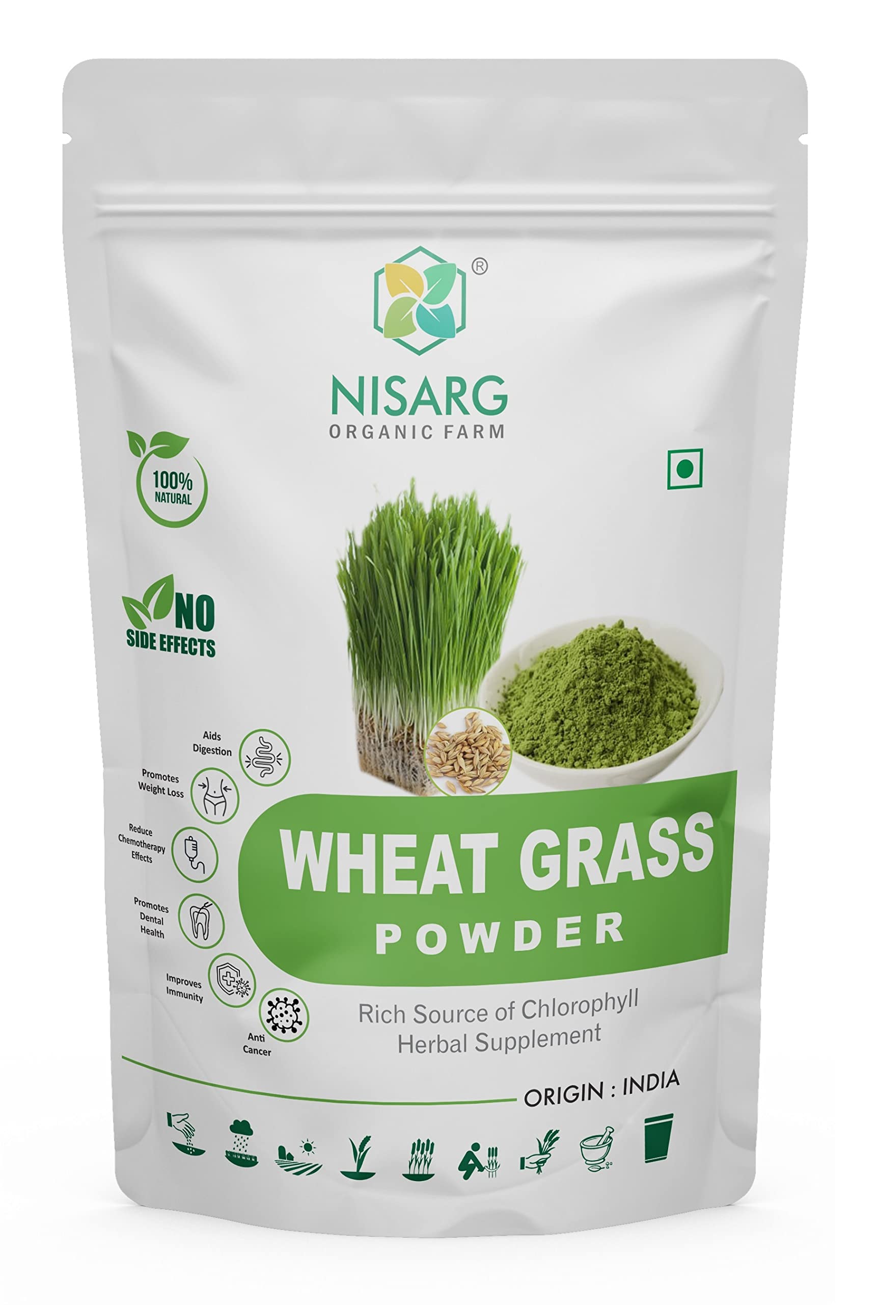 Nisarg Certified Organic Wheat Grass Powder Non-GMO, Vegan, Superfood | Antioxidant, Energy, Detox, Immunity Booster, Skin Health De-Toxifying