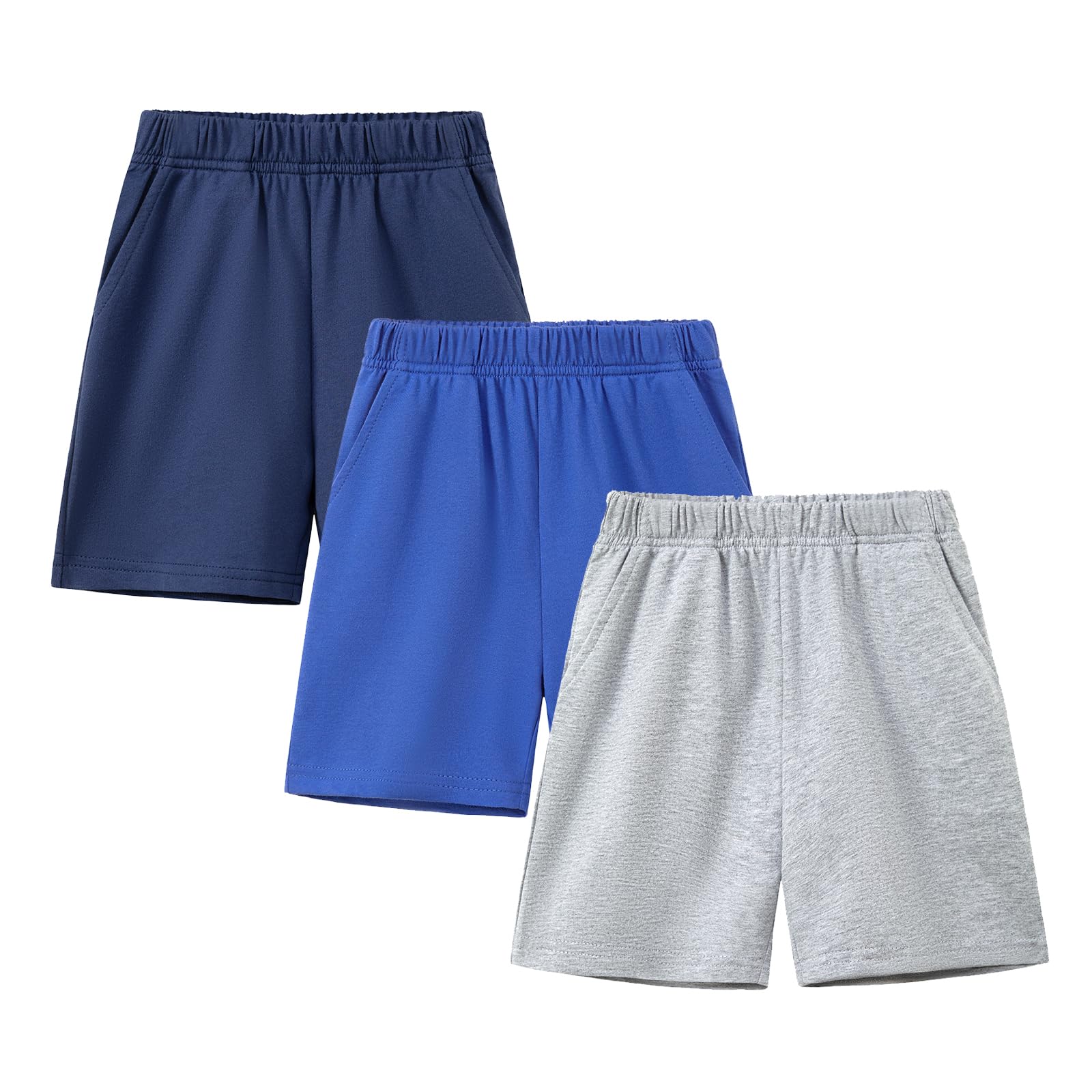 Pantalones Cortos Niño Ropa niño Set de Pantalones Cortos de Algodón, Cintura Elástica, 2 Bolsillos, Pack de 3