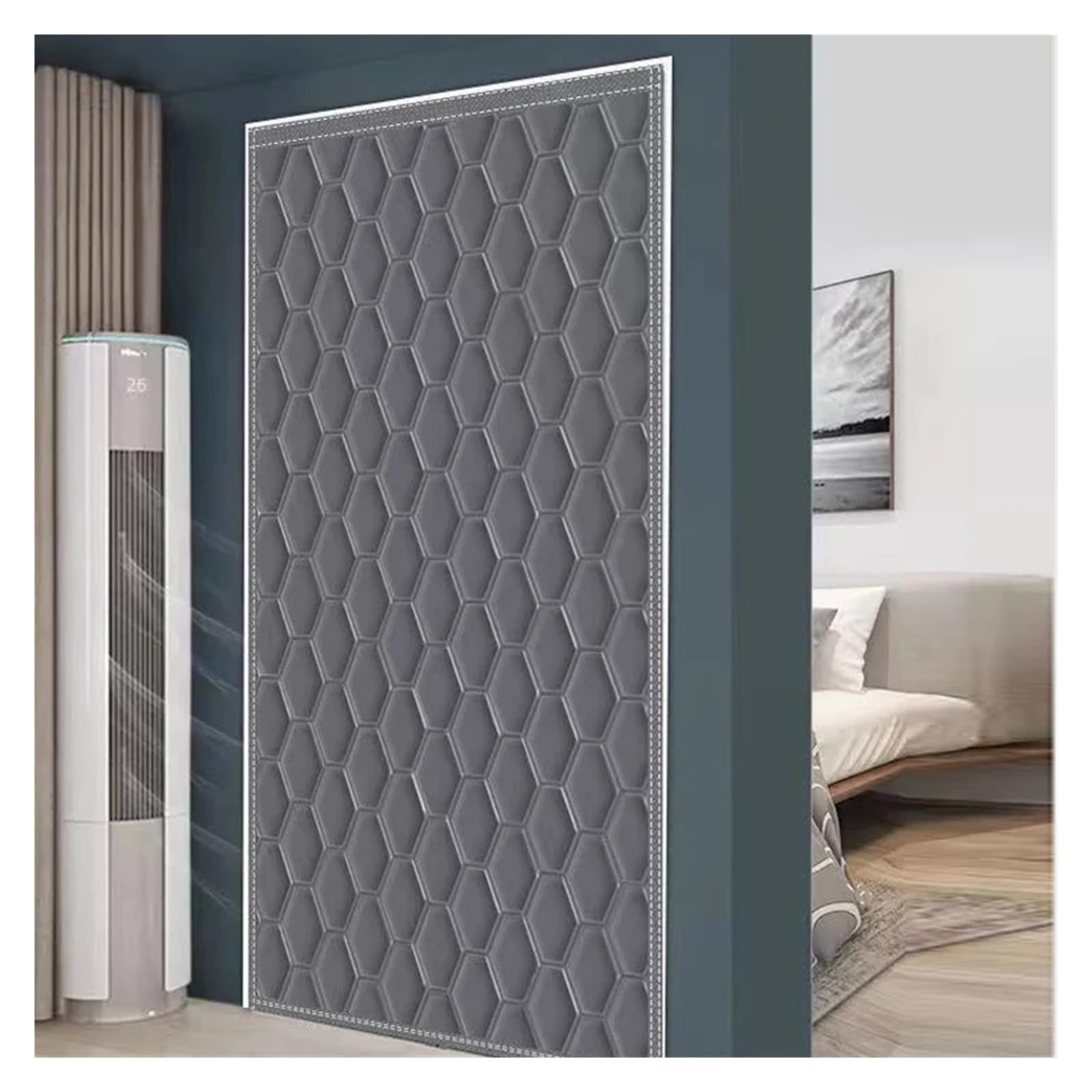 LuoAXINN Thermal Door Curtain Winter Cotton Door Curtains Sound Insulation Air Conditioning Household Warmth Preservation(Grey,110X210CM)