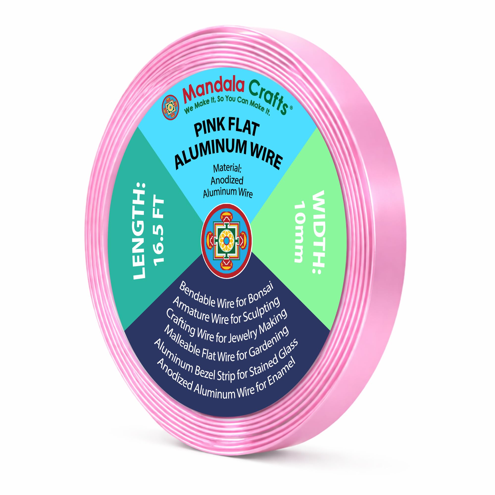 Mandala Crafts 10mm Pink Flat Aluminum Crafting Wire for Sculpting