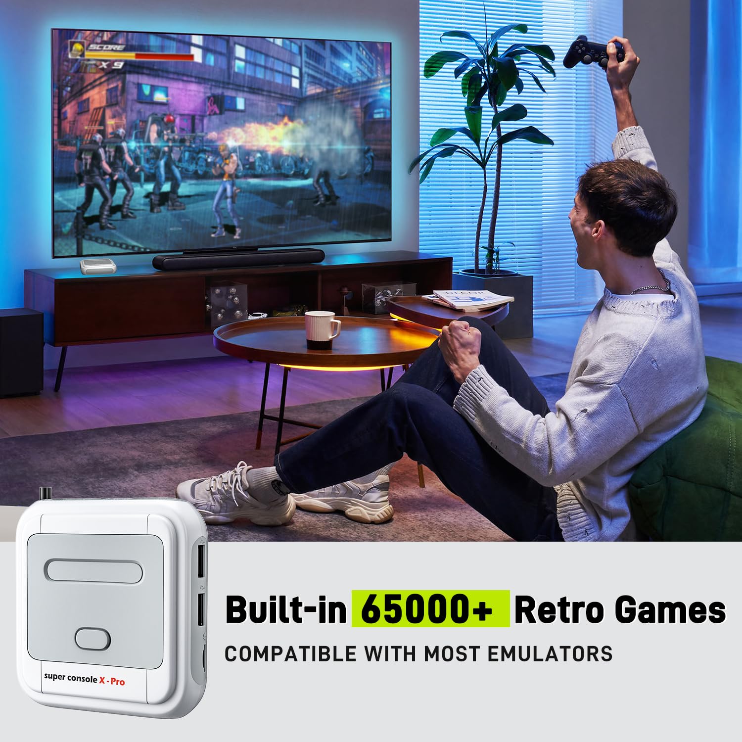 Kinhank Super Console X Pro with 65000+ Games,TV & Game System in 1 Mini Retro Game Consoles for 4K TV HD/AV Output,Compatible with 63+ Emulators,2 Wireless Game Controllers Included - Image 2