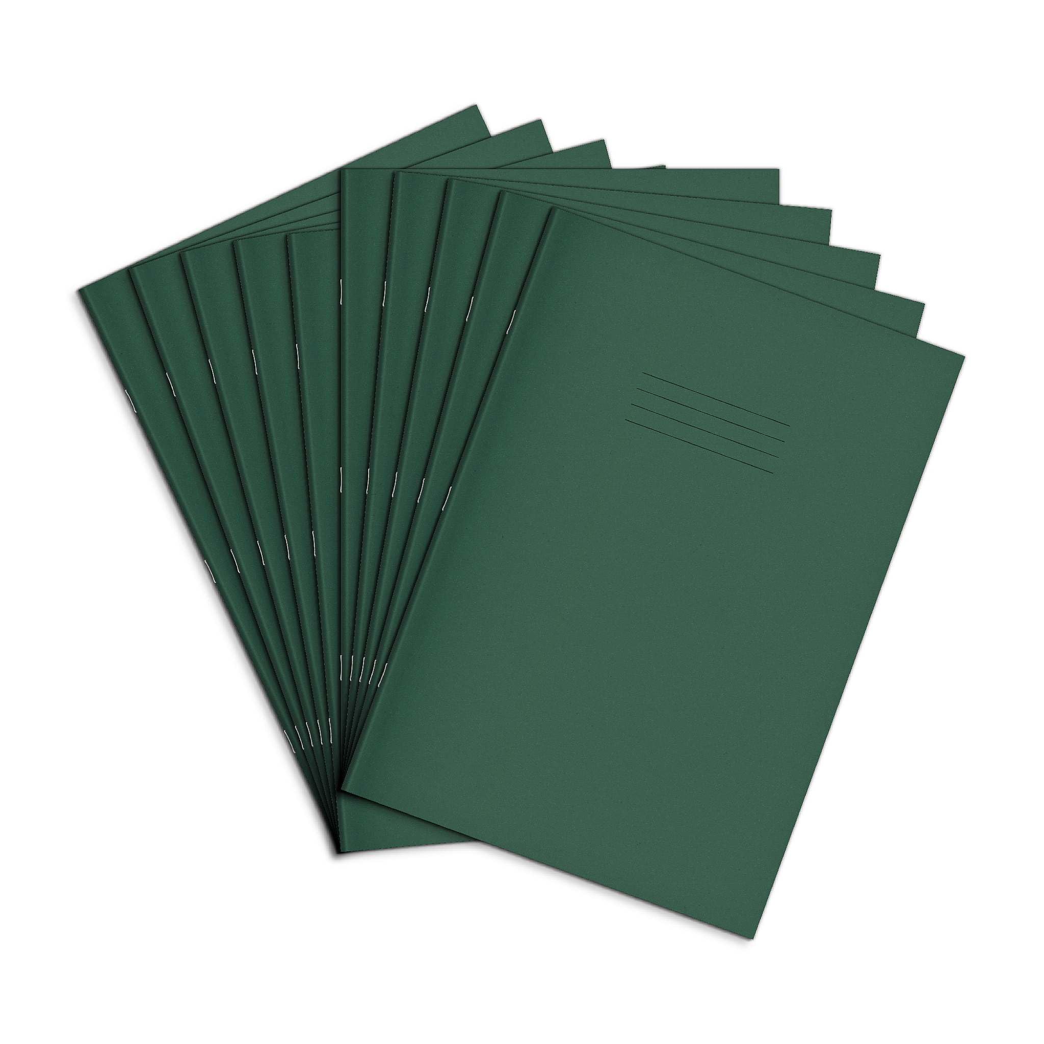 Rhino A4 Exercise Books, 76 Page / 8mm Lined with Margin Paper Notebook, 50 Pack, Office & School Stationery Supplies, Dark Green