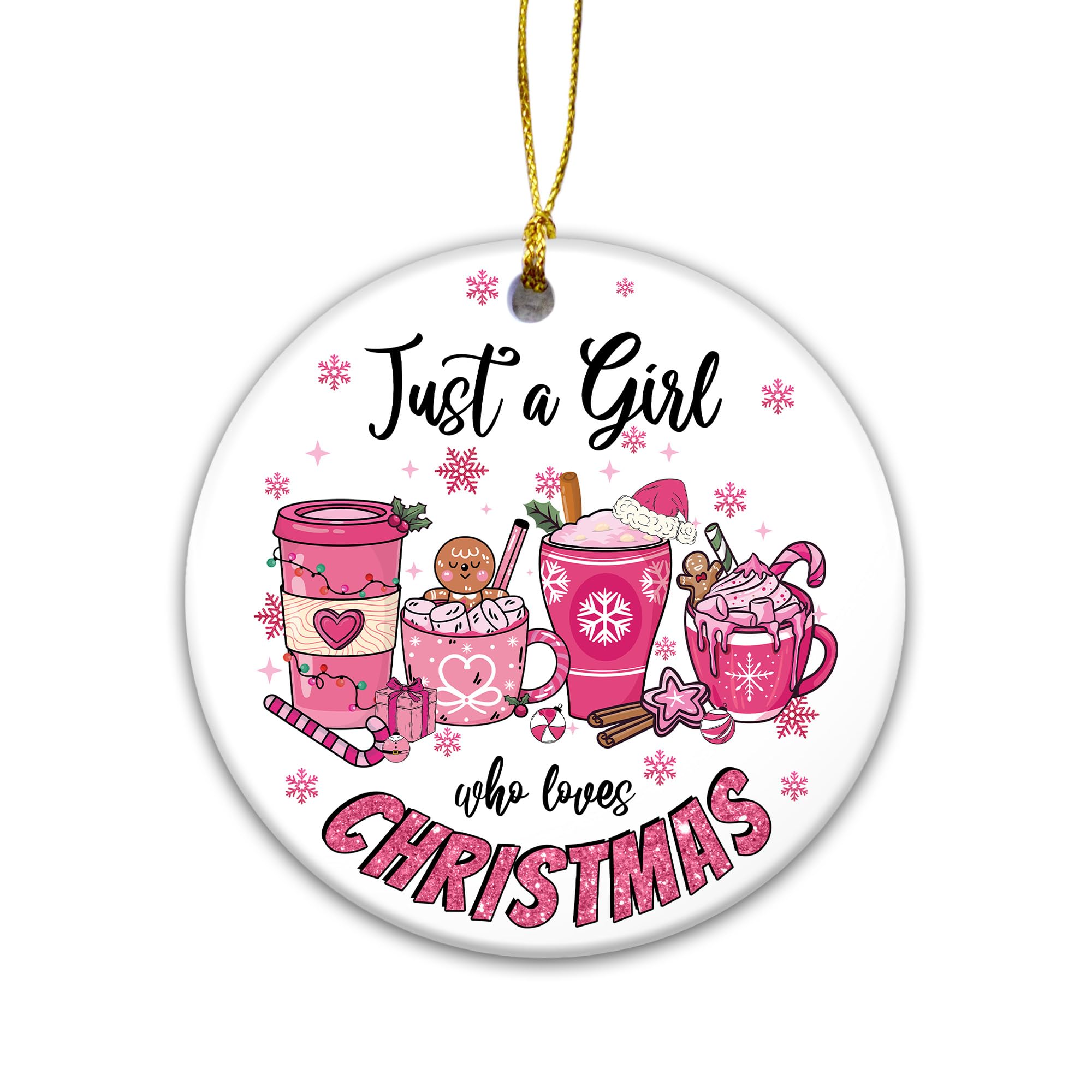 Just A Girl Who Loves Christmas Ornament 2024, Lovers Xmas Gift, Ceramic Ornament for Friends (Girl Love Christmas)